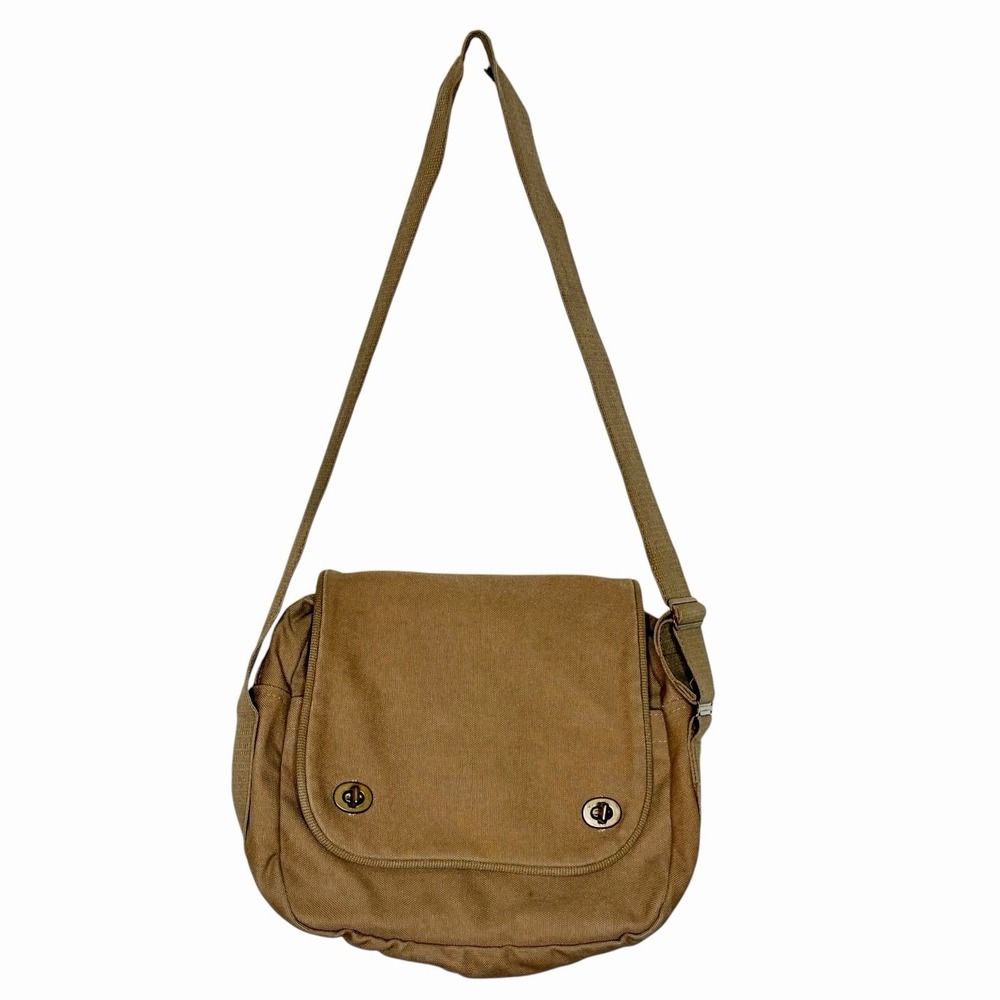 Lands End Vintage Square Rigger Canvas Messenger Bag Tan Fisherman Granola Girl